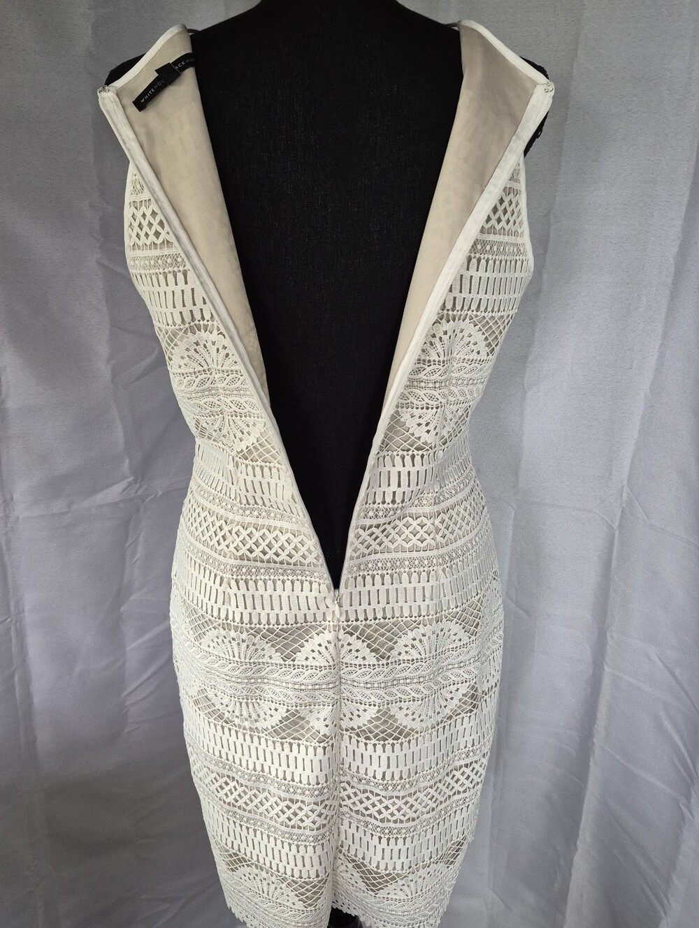 White House Black Market Crochet Dress Womens Size 6 Off White Beige Cream - Picture 11 of 14